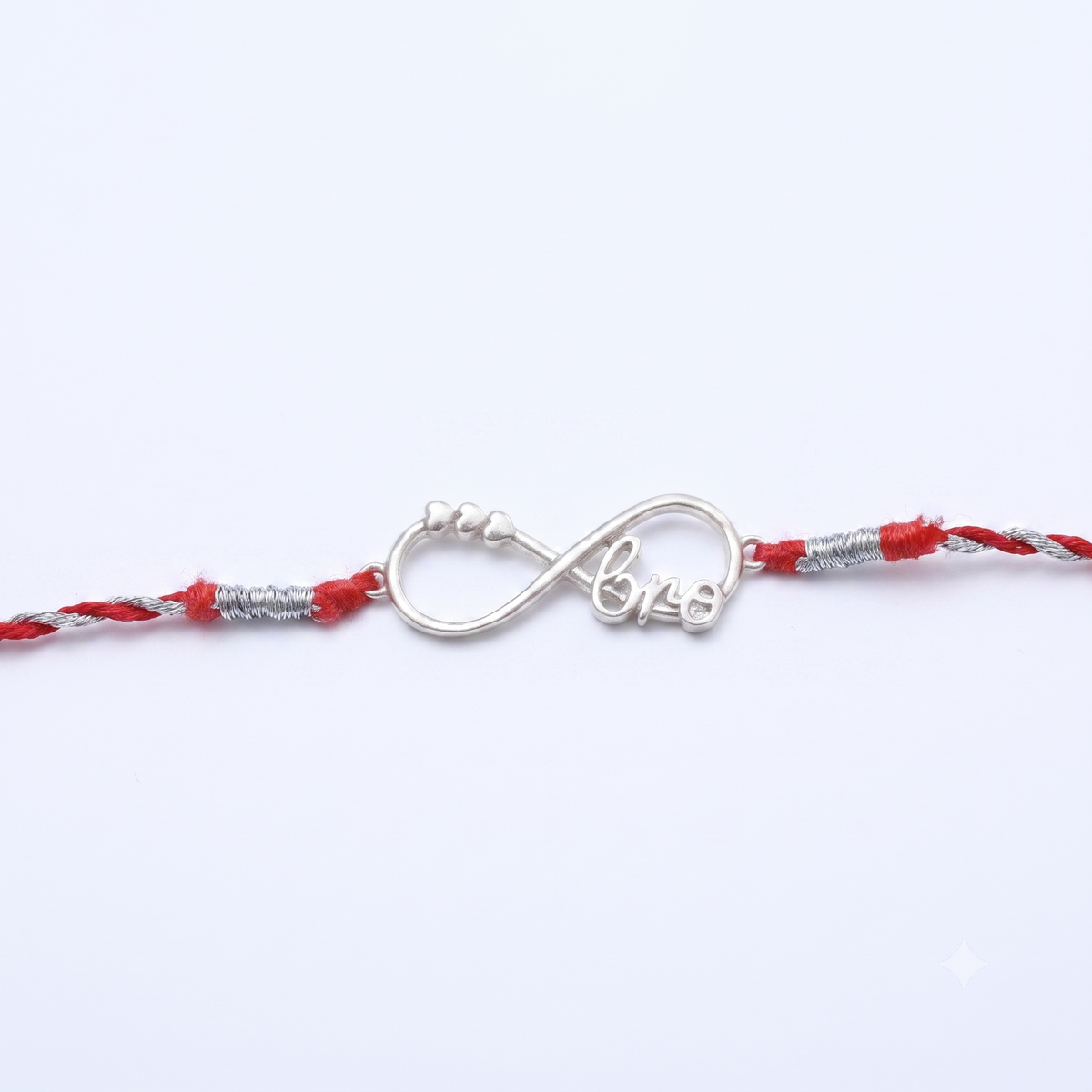 Infinity love rakhi for brother in 925 silver with zircon