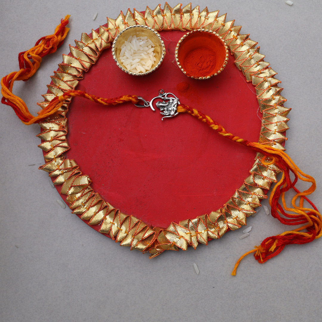 Sterling Silver Ganesha Rakhi with CZ for Brother