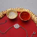 将图像加载到图库查看器中， Floral Filigree Silver Rakhi for Brother | 925 Sterling Silver
