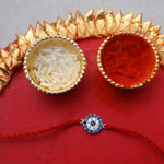 将图像加载到图库查看器中， Evil Eye CZ Rakhi in 925 Sterling Silver for Raksha Bandhan
