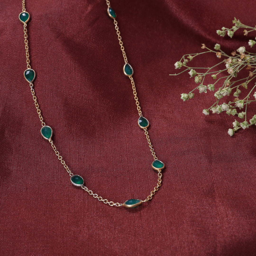 女士黄金祖母绿水滴项链 | 精致珠宝