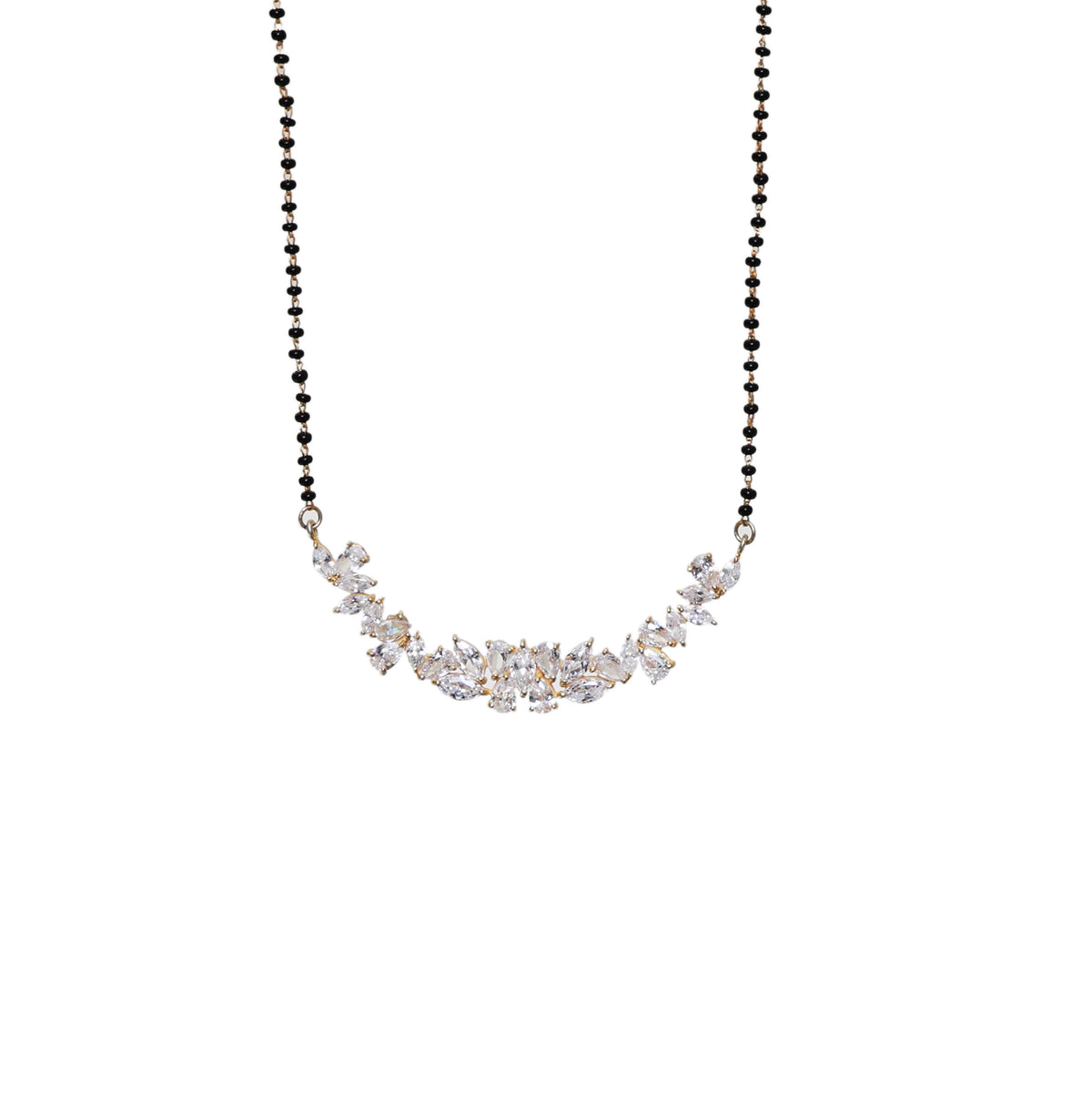 黄金锆石 mangalsutra 项链 | 印度婚礼珠宝