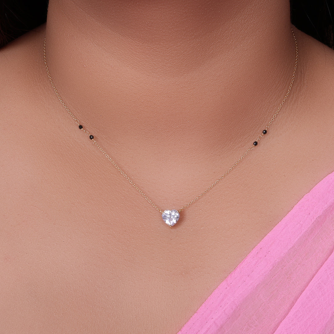 gold plating Heart Pendant Necklace | Cubic Zirconia | Women's Jewelry Gift