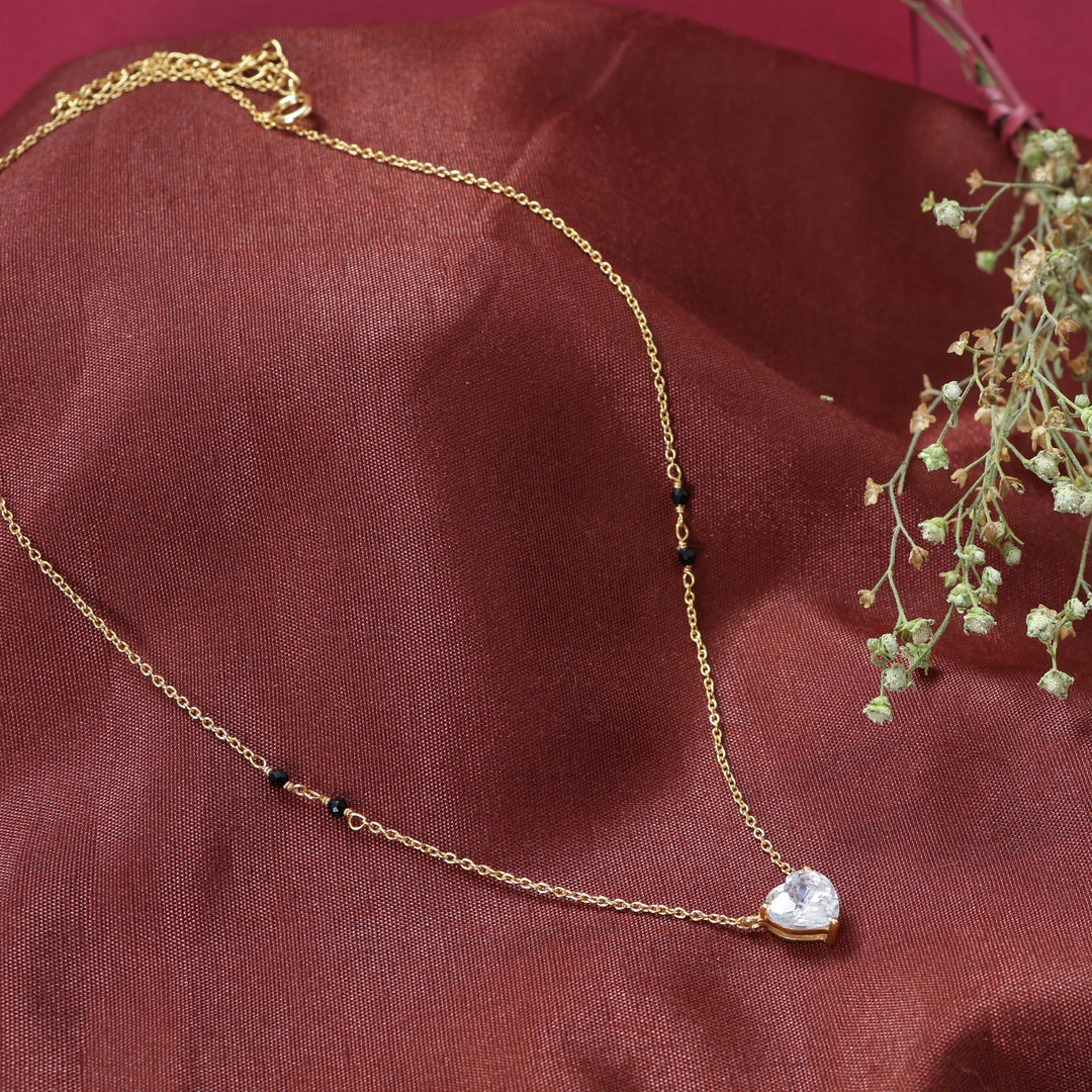 gold plating Heart Pendant Necklace | Cubic Zirconia | Women's Jewelry Gift