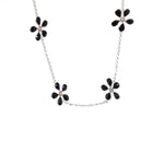 Load image into Gallery viewer, Silver Flower Necklace | Black Enamel Floral Chain for Women
