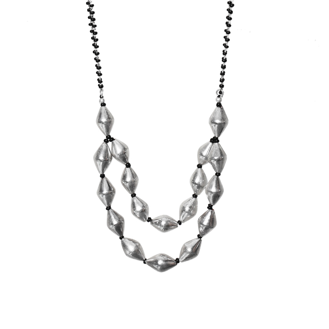 Silver Bead Layered Necklace | Statement Jewelry for Women