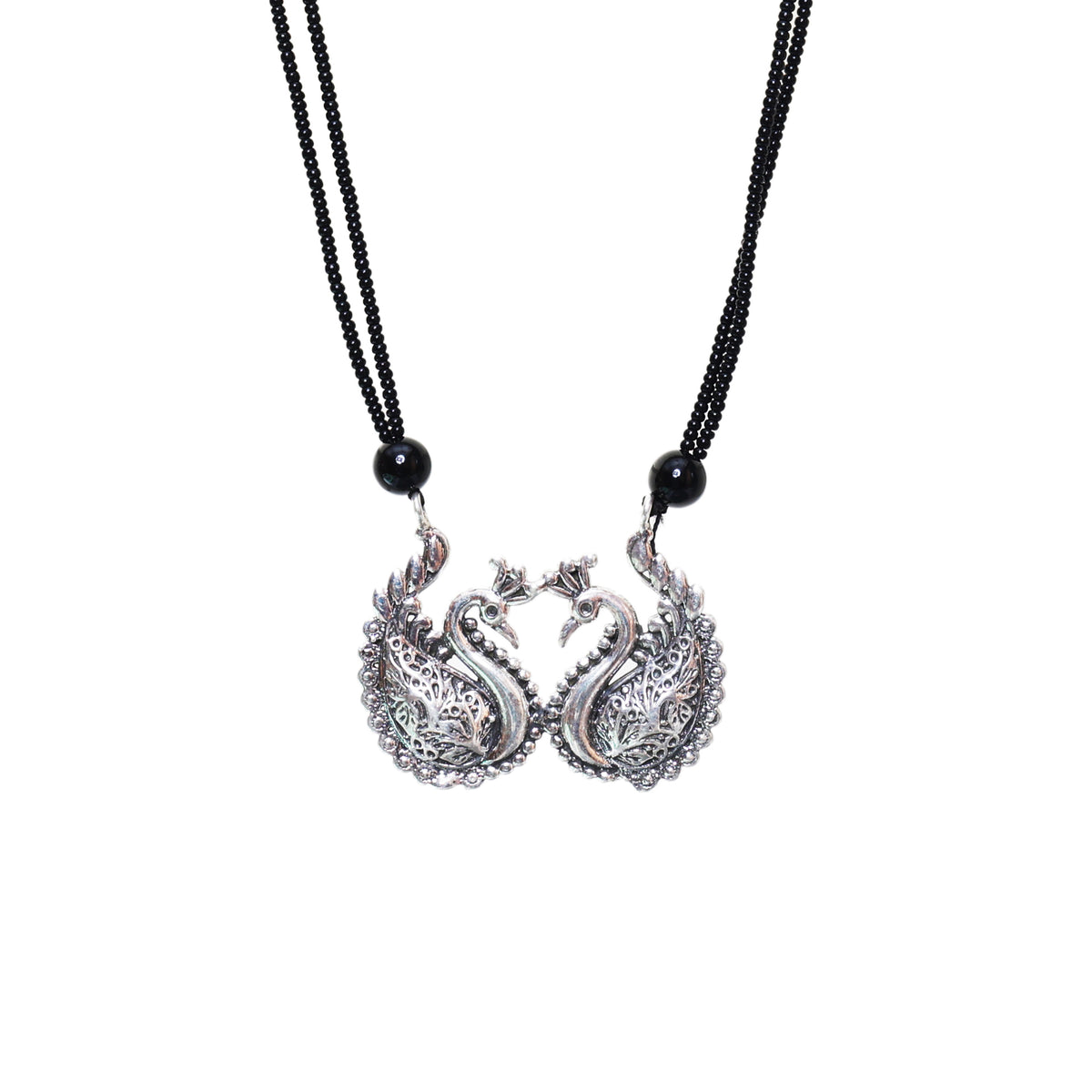 Silver swan pendant necklace | beaded chain for women | gift