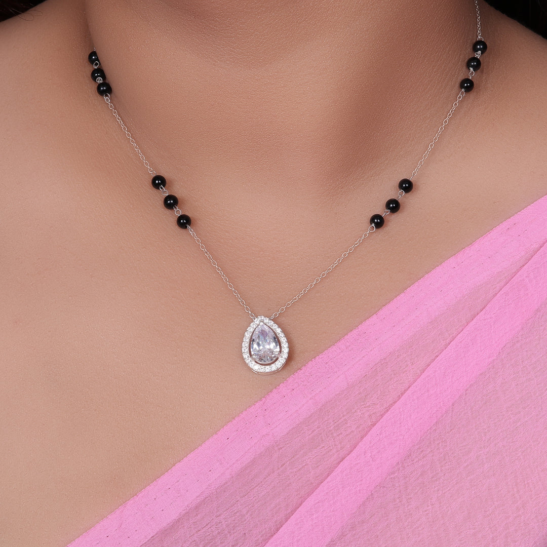 925 Silver Pear Cut CZ Necklace for Women | Gift Jewelry
