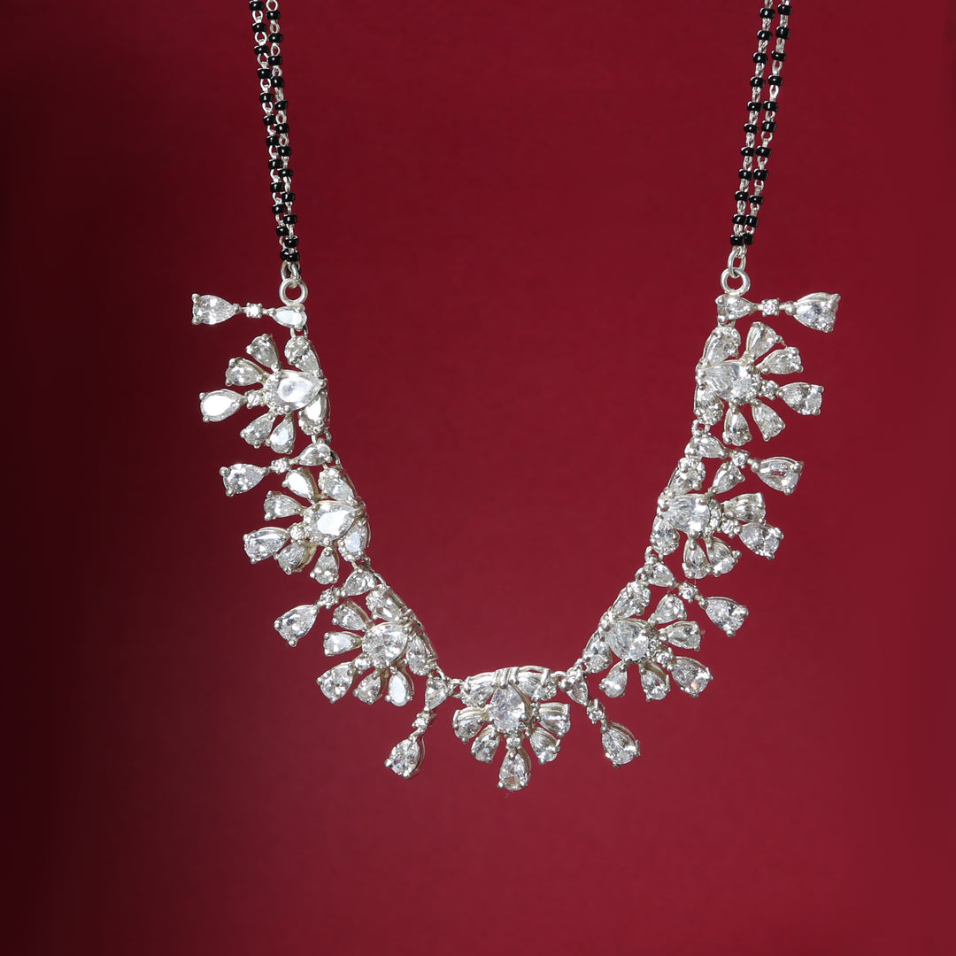 Silver Cubic Zirconia Necklace | Party Wear for Women