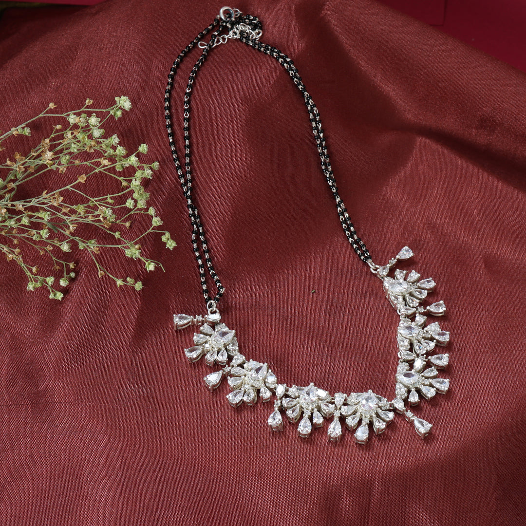 Silver Cubic Zirconia Necklace | Party Wear for Women