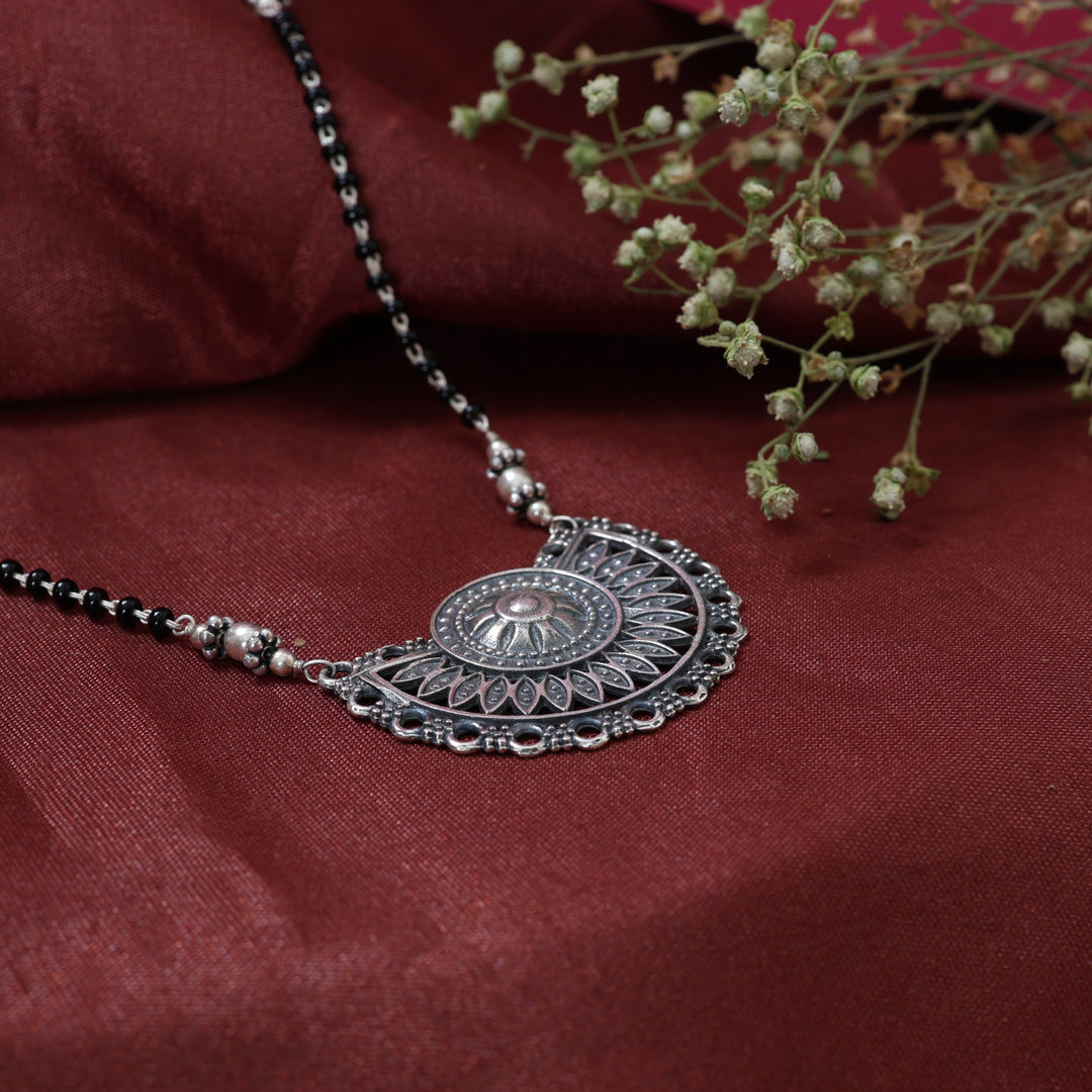 Silver Oxidized Pendant Necklace for Women | Statement Jewelry