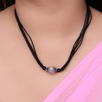 Load image into Gallery viewer, Black Beaded Silver Pendant Necklace | Minimalist Jewelry for Women
