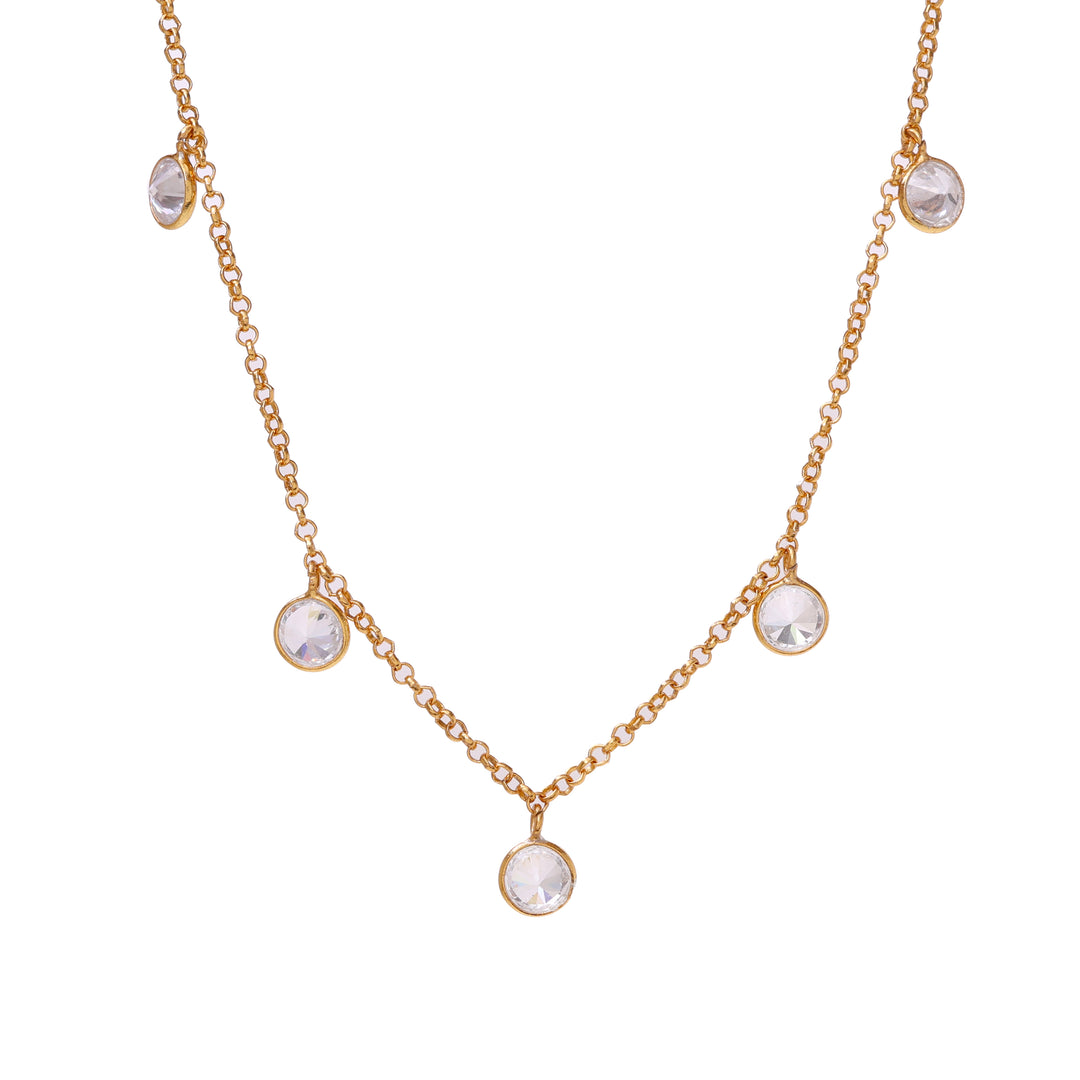 Collar de cadena de oro con piedras de cristal para mujer | Uso diario