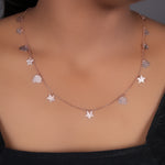 Load image into Gallery viewer, Rose gold plating Star &amp; Heart Charm Necklace | Dainty Chain for Women
