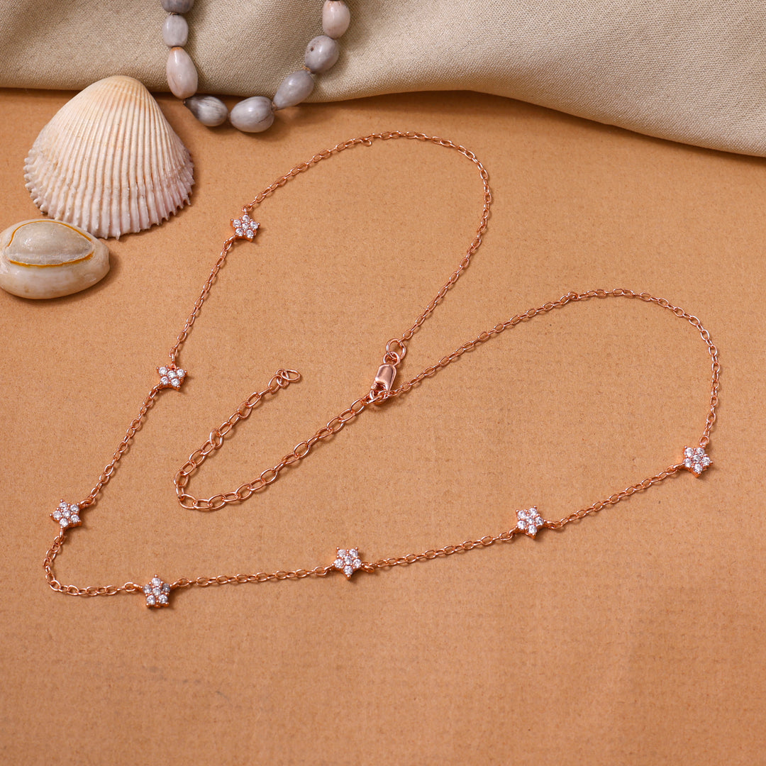 Collar Starburst de oro rosa | Diamantes y circonitas | Regalo de joyería para mujer