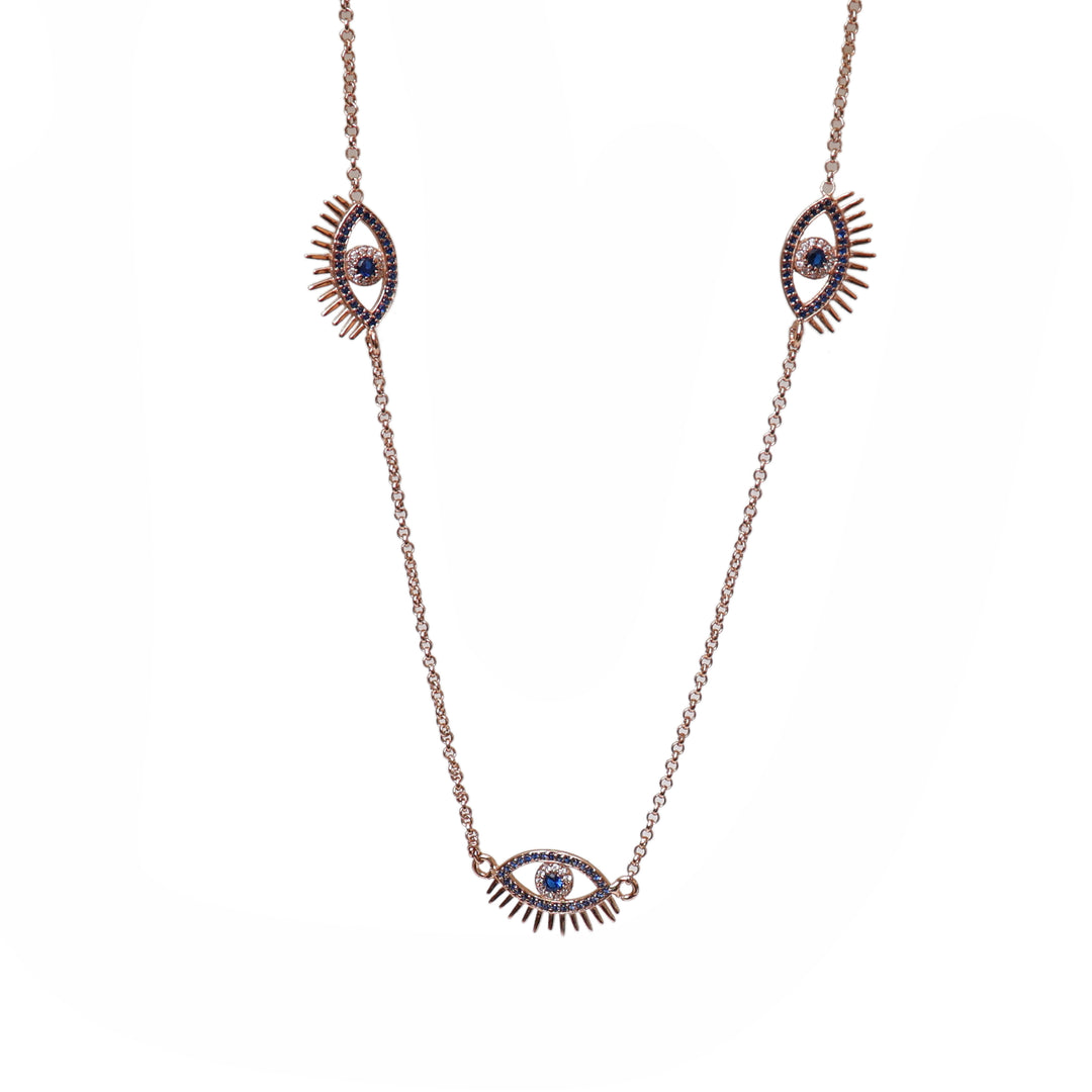 Rose Gold Evil Eye Jewelry Set | Necklace & Bracelet | Protection