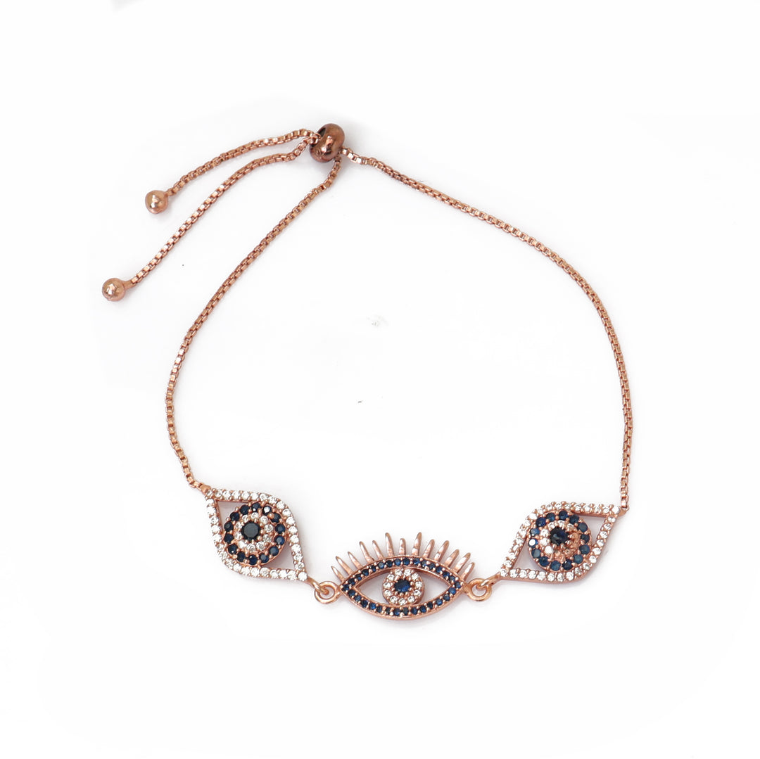 Rose Gold Evil Eye Jewelry Set | Necklace & Bracelet | Protection