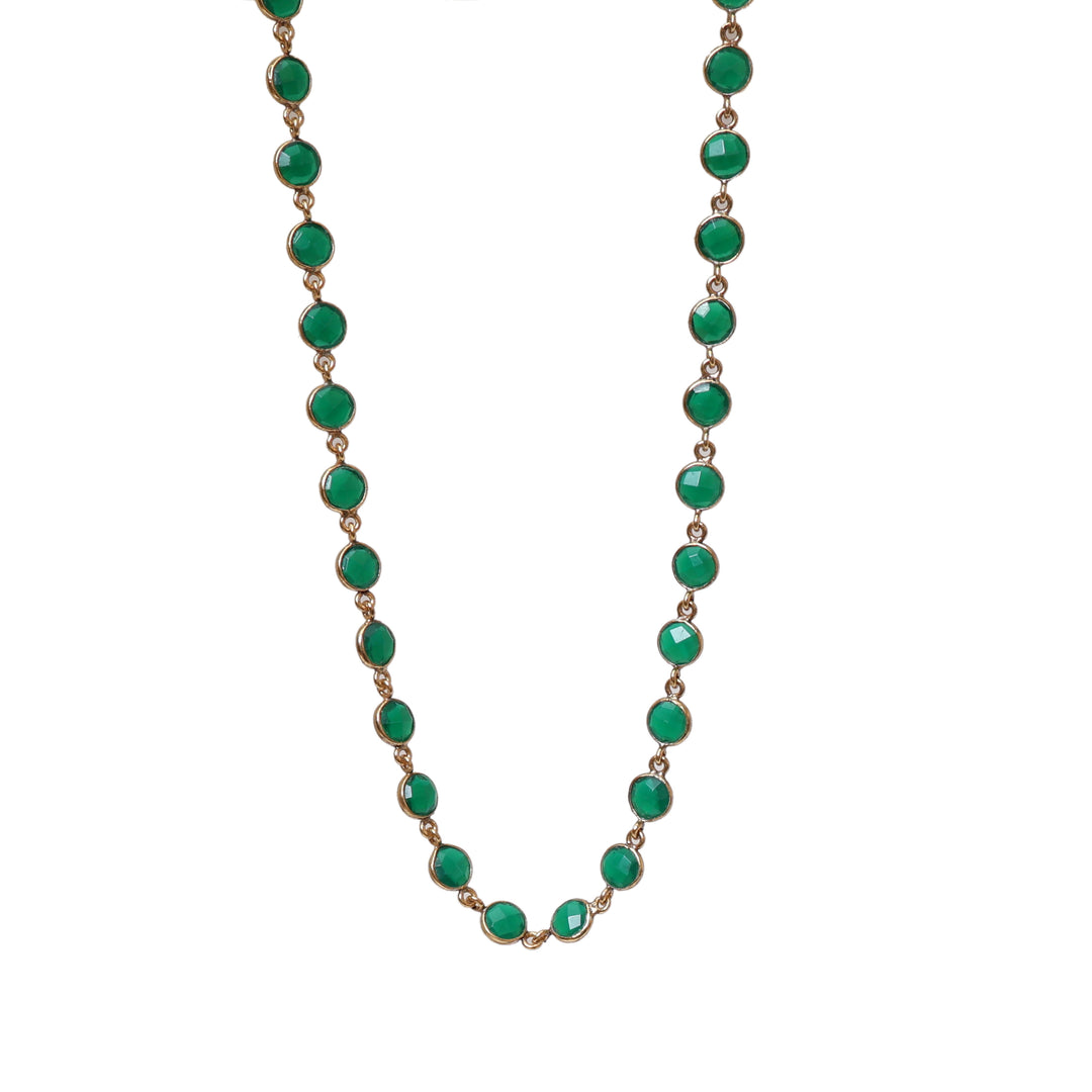 Gold Emerald Green Stone Necklace & Bracelet Set | Women's Jewelry Gift