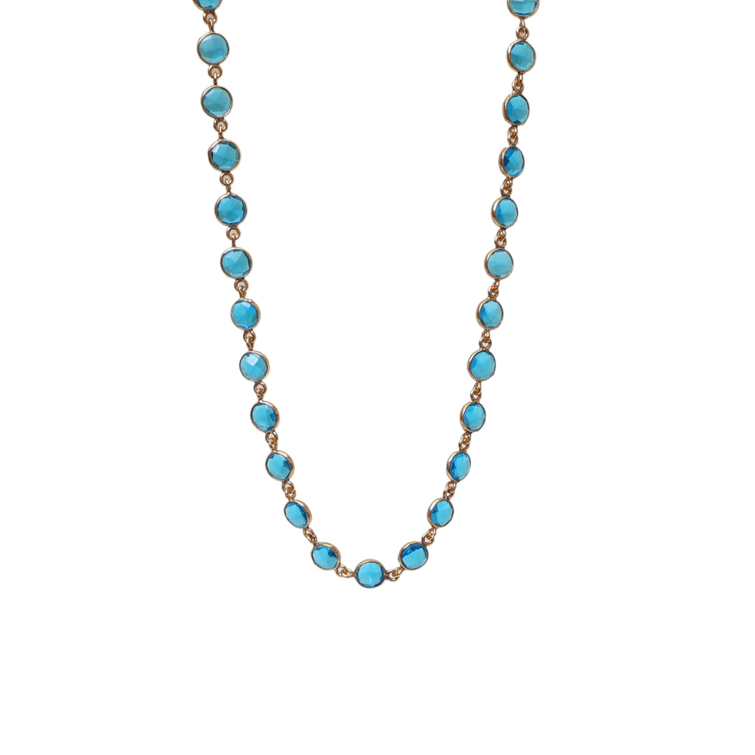 Gold Blue Gemstone Necklace & Bracelet Set for Women | Gift Jewelry