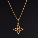 将图像加载到图库查看器中， Gold Plated Four-Petal Flower Pendant Charm for Necklace
