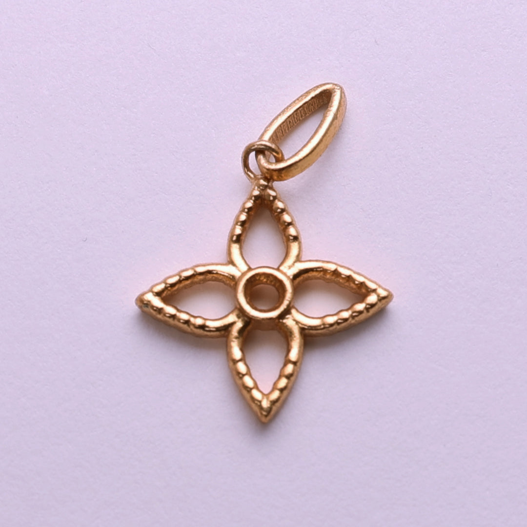 Gold Plated Four-Petal Flower Pendant Charm for Necklace