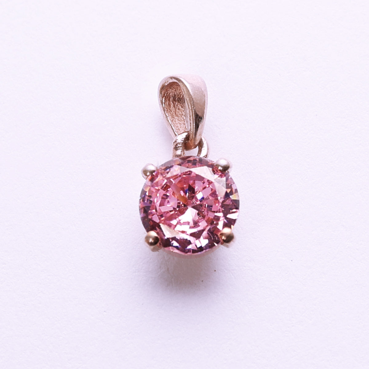 Rose gold plated solitaire pink cubic zirconia pendant necklace for women