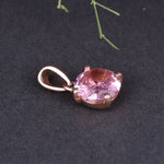 将图像加载到图库查看器中， Rose Gold Plated Solitaire Pink Cubic Zirconia Pendant Necklace for Women
