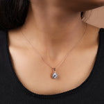 将图像加载到图库查看器中， Rose Gold Plated Teardrop Cubic Zirconia Pendant Necklace for Women

