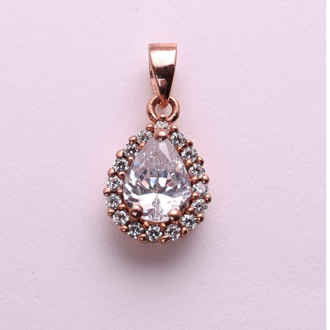 Rose Gold Plated Teardrop Cubic Zirconia Pendant Necklace for Women