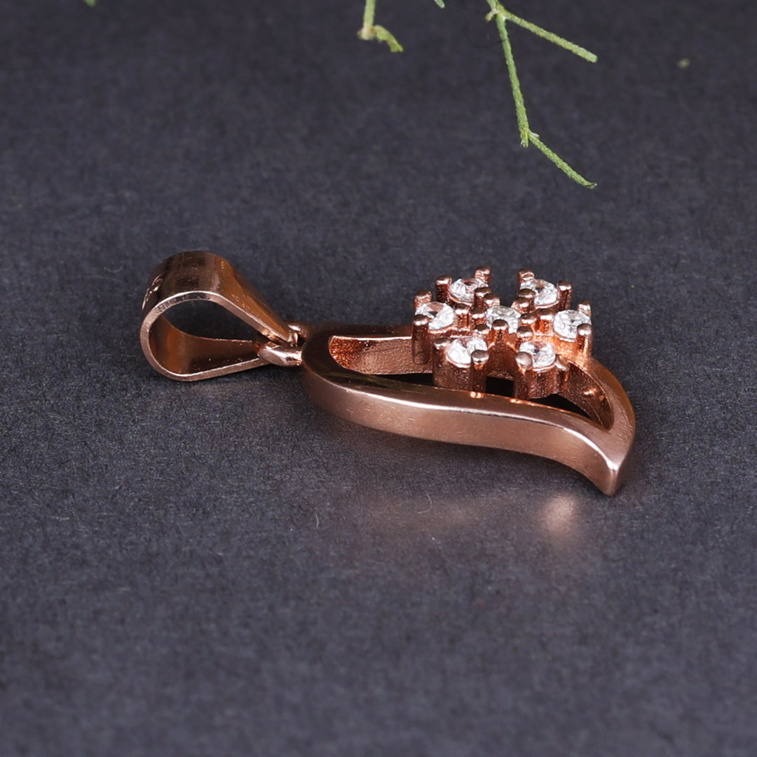 Rose Gold Plated Snowflake Pendant Necklace with CZ Stones for Women