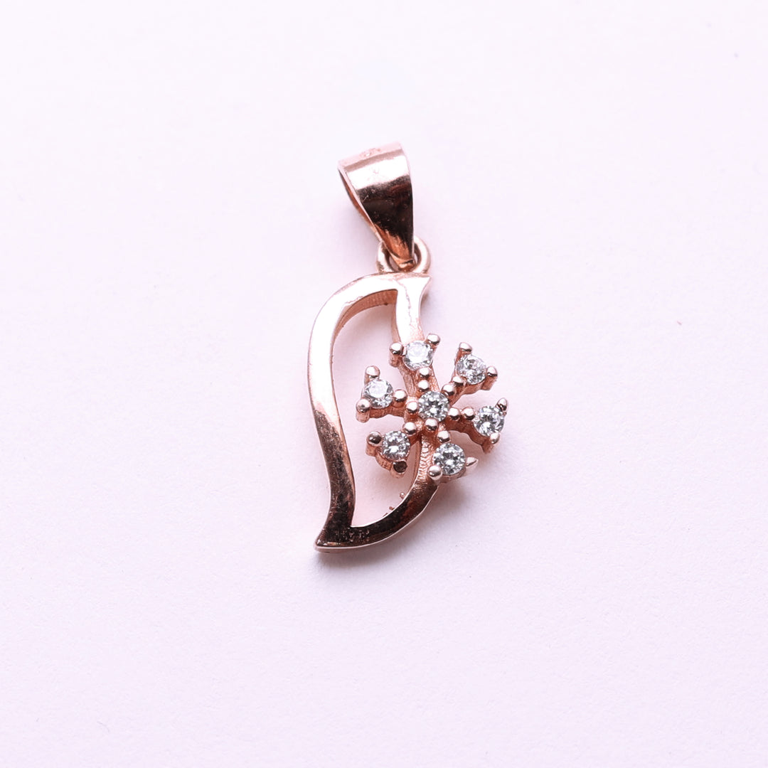 Rose Gold Plated Snowflake Pendant Necklace with CZ Stones for Women