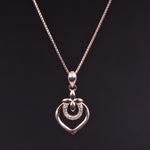 将图像加载到图库查看器中， Rose Gold Plated Heart &amp; Flower Cubic Zirconia Pendant Necklace
