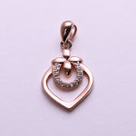 将图像加载到图库查看器中， Rose Gold Plated Heart &amp; Flower Cubic Zirconia Pendant Necklace
