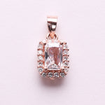 将图像加载到图库查看器中， Rose Gold Plated Emerald Cut Cubic Zirconia Halo Pendant Necklace
