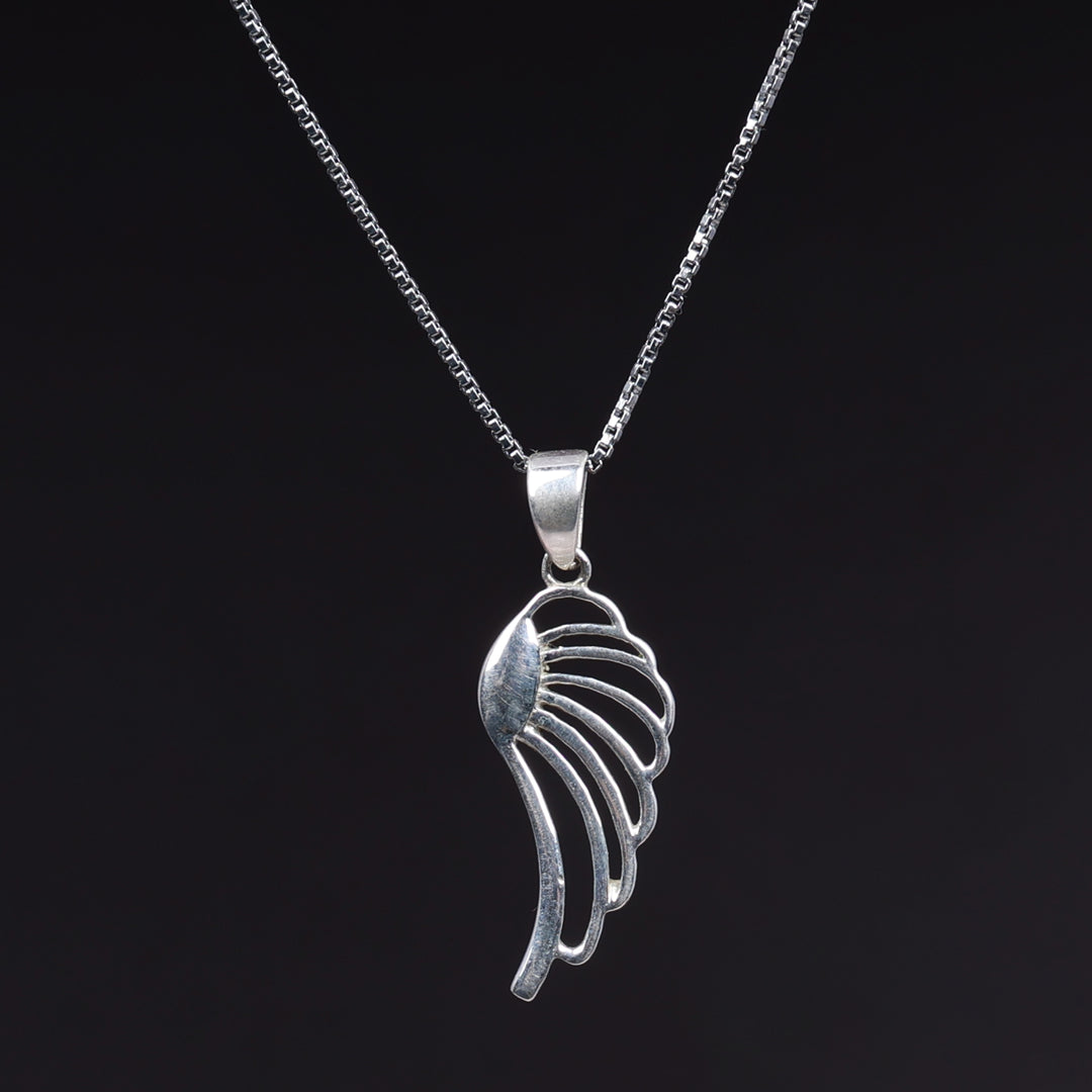Sterling Silver Open Wing Pendant Necklace for Women Daily Wear