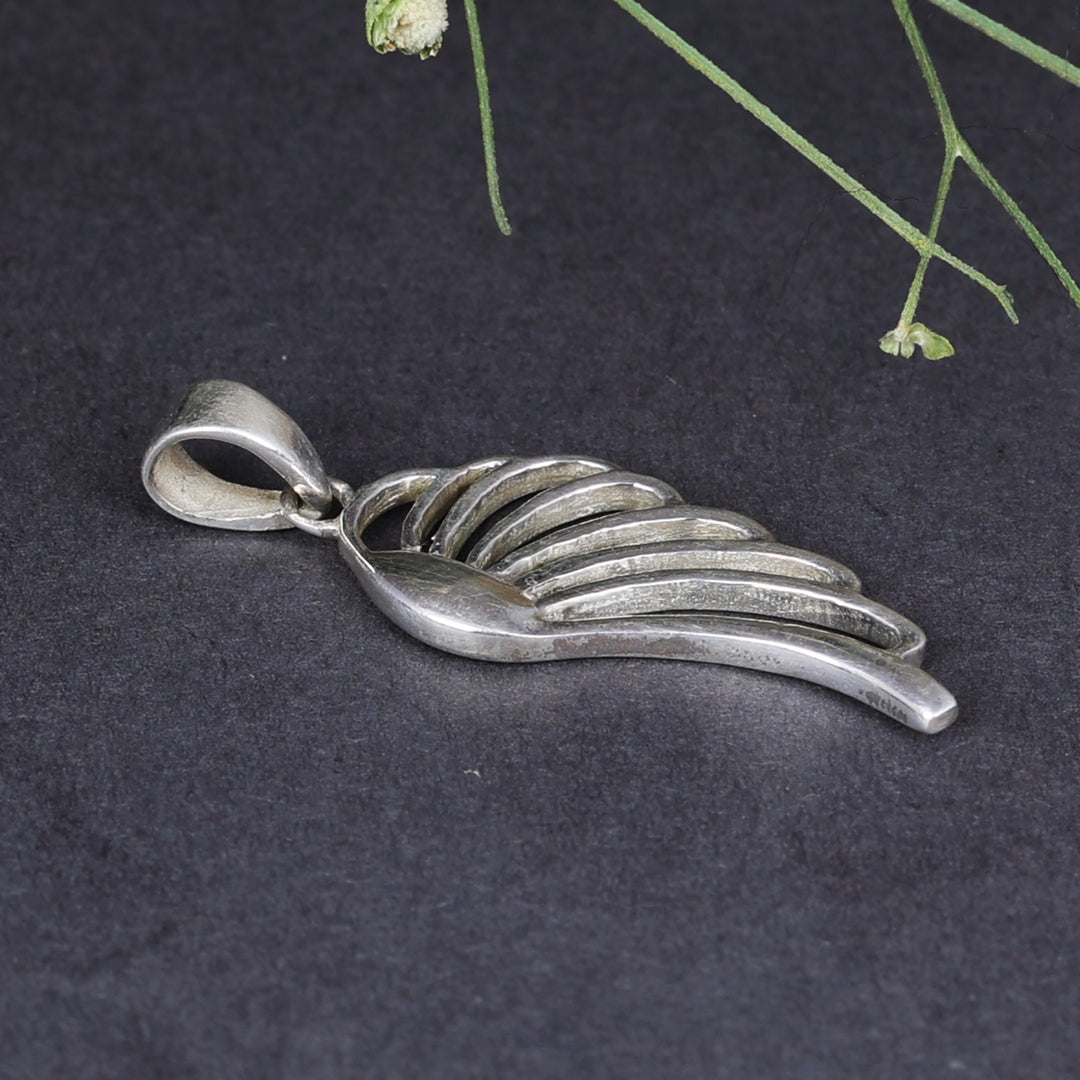 Sterling Silver Open Wing Pendant Necklace for Women Daily Wear