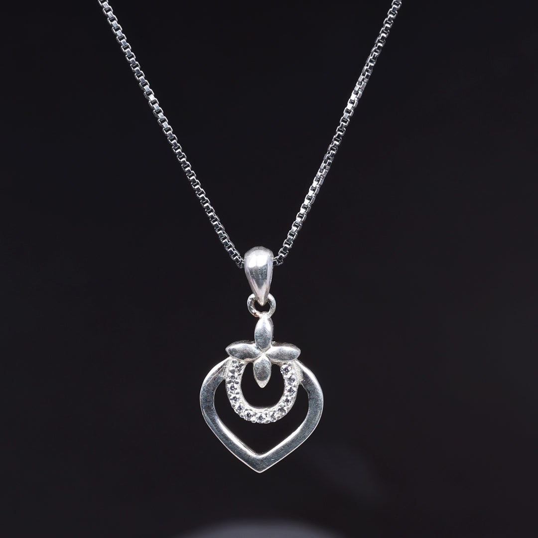 925 Sterling Silver Heart Cluster Pendant Necklace for Women