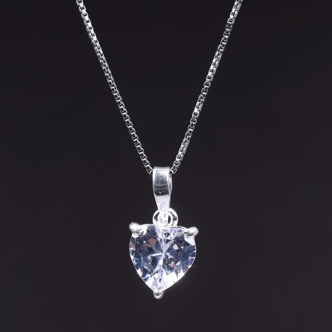 Sterling Silver Pear Cut Cubic Zirconia Solitaire Pendant for Women