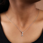 Load image into Gallery viewer, Sterling Silver Music Note Pendant Necklace with Clear CZ Stones
