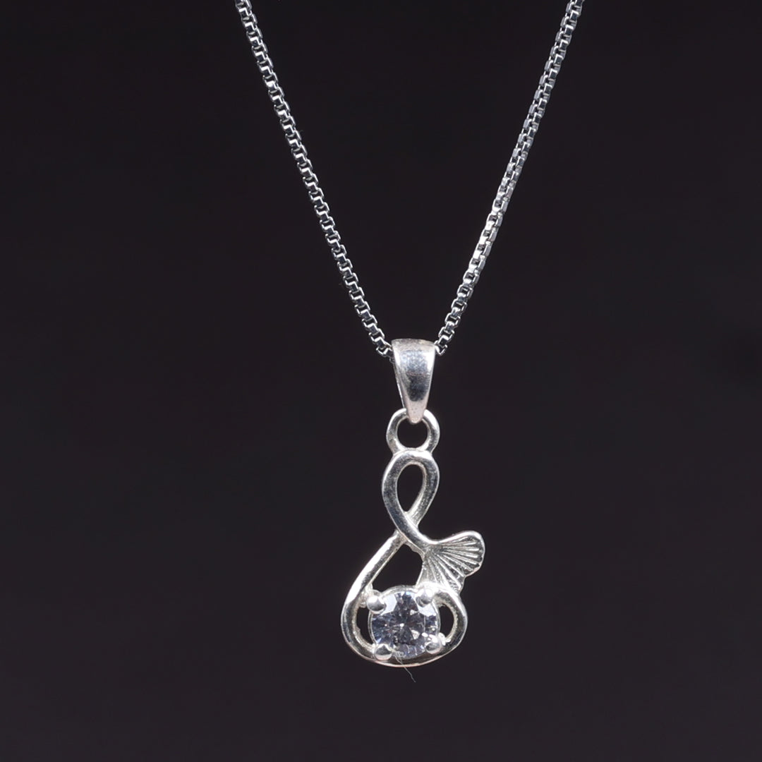 Sterling Silver Infinity Knot Pendant Necklace with Clear Cubic Zirconia