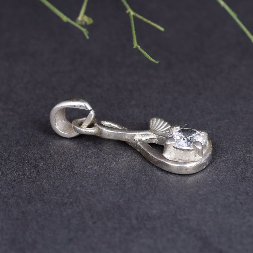 Sterling Silver Infinity Knot Pendant Necklace with Clear Cubic Zirconia