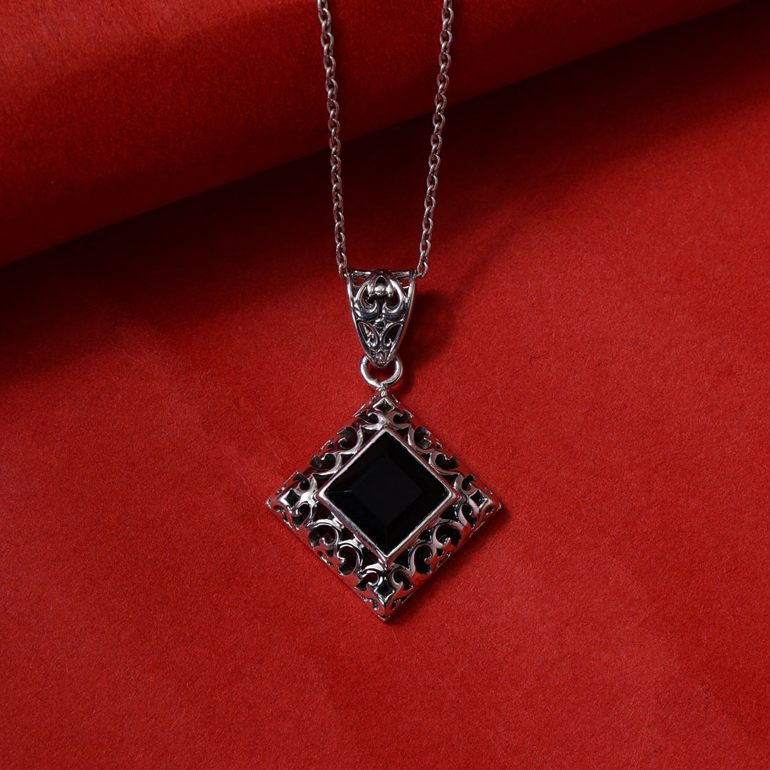 925 Sterling Silver Black Onyx Pendant Necklace for Women