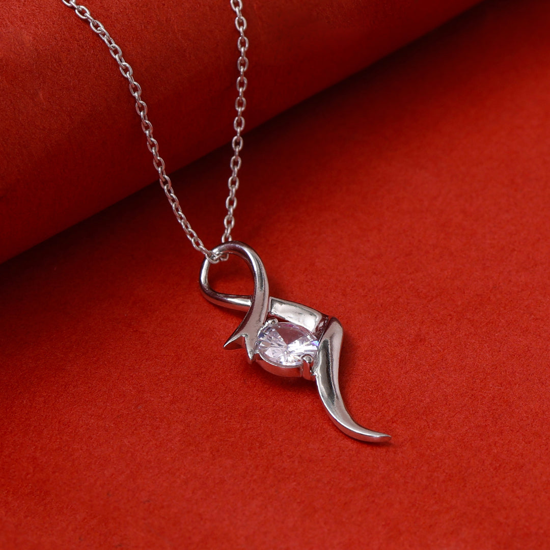 925纯银镶嵌立方氧化锆吊坠项链（女士款）| 礼物