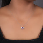 Load image into Gallery viewer, 925 Silver Ruby Flower Heart Pendant Necklace for Women
