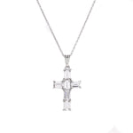 Load image into Gallery viewer, Collar con colgante de cruz de plata con corte baguette | Regalo para mujer
