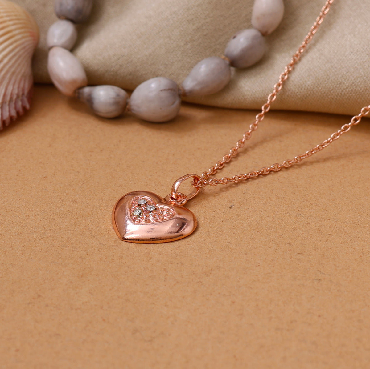 Collar con colgante de corazón de oro rosa | joyería para mujer | regalo