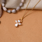 将图像加载到图库查看器中， 金色天使吊坠项链 | 立方氧化锆 | 女士礼物
