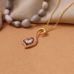 将图像加载到图库查看器中， 金色心形吊坠项链 | 立方氧化锆 | 女士礼物
