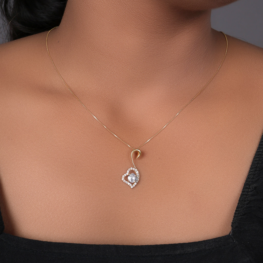 金色心形吊坠项链 | 立方氧化锆 | 女士礼物
