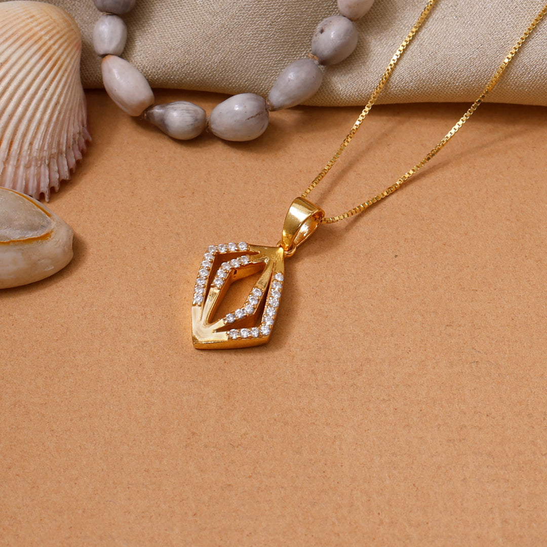 gold plating Diamond Shape Pendant Necklace | Women's Fashion Jewelry